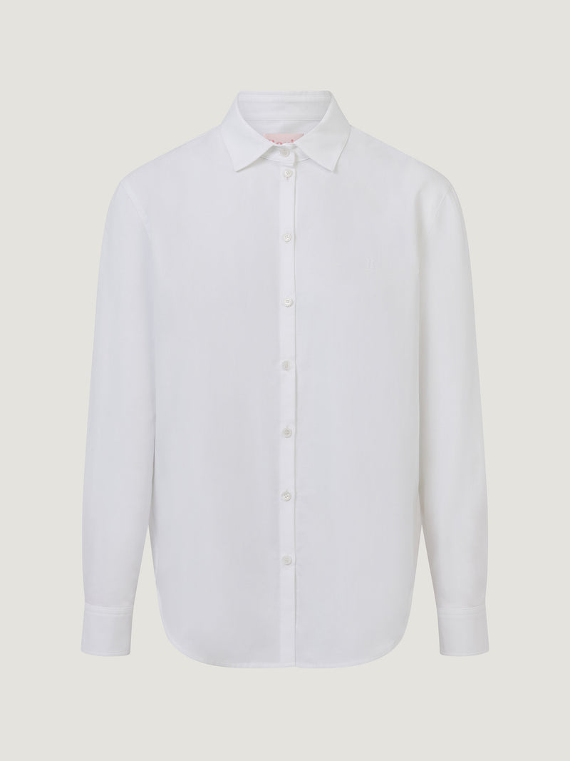 HARPER oxford white oversized shirt, flat packshot by Rouje