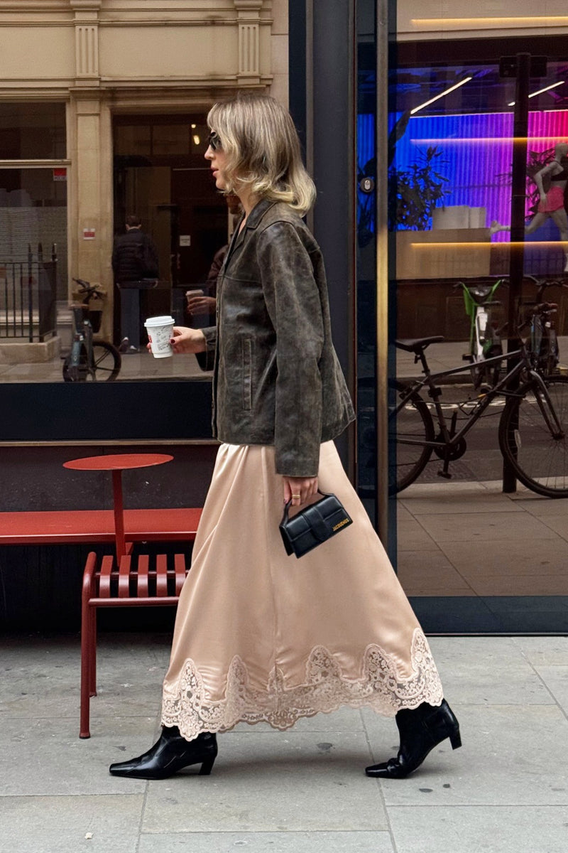 Elegant Lace Trim A Line Skirt