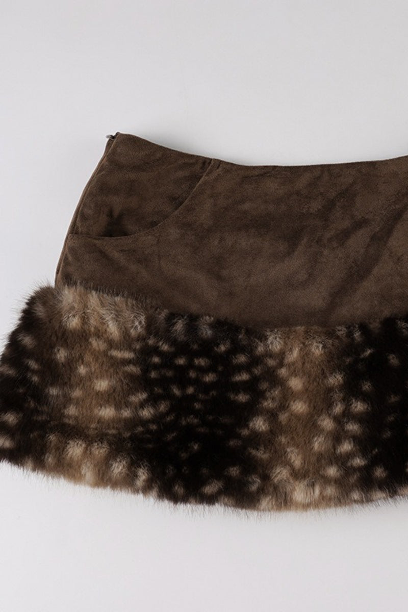 Fleece Patchwork Crop Tube Two Piece Set