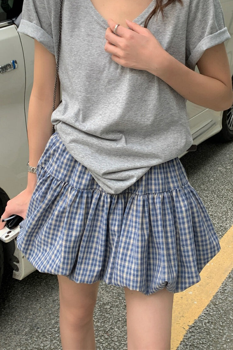 Plaid Tulip High Waist Mini Skirt