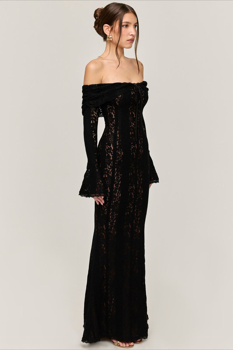 Strapless Lace Mermaid Maxi Dress