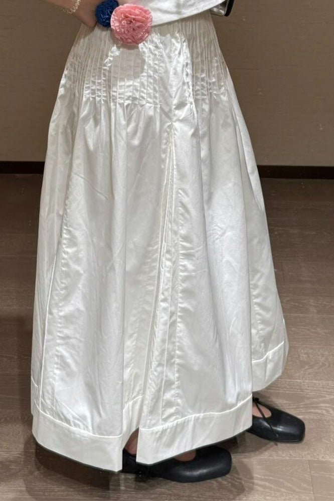 Sweet High Waist Unique Youthful White Maxi Skirt