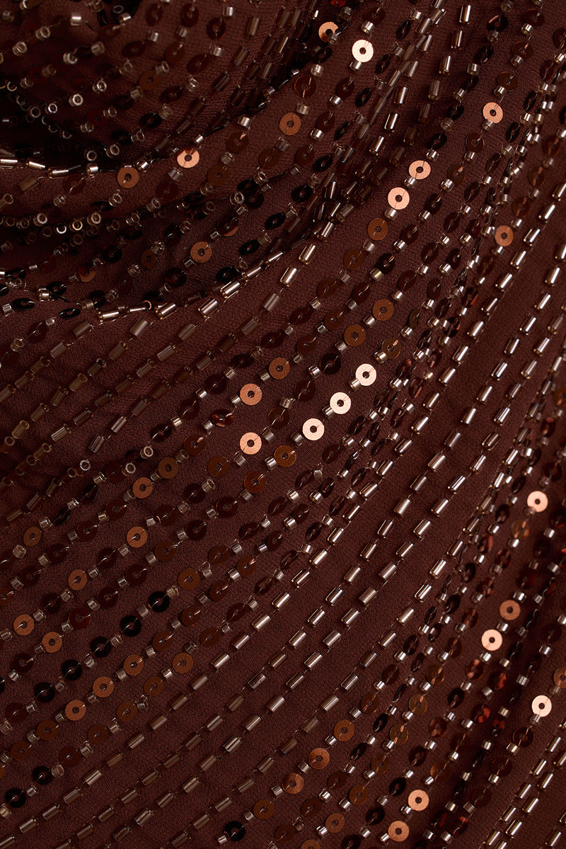 Tamara Espresso Sequin Halter Top