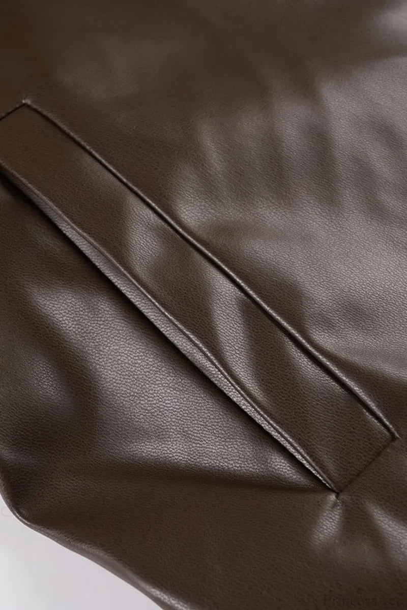Vintage Fleece-Collar Leather Paneled Jacket