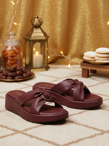 Alani Maroon Wedge Heels