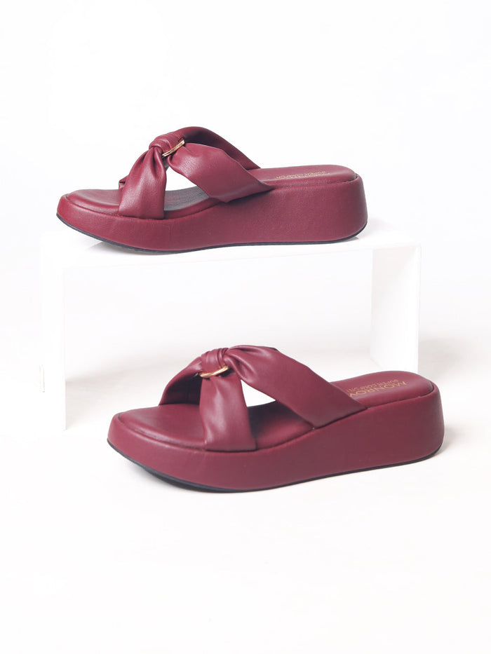 Alani Maroon Wedge Heels