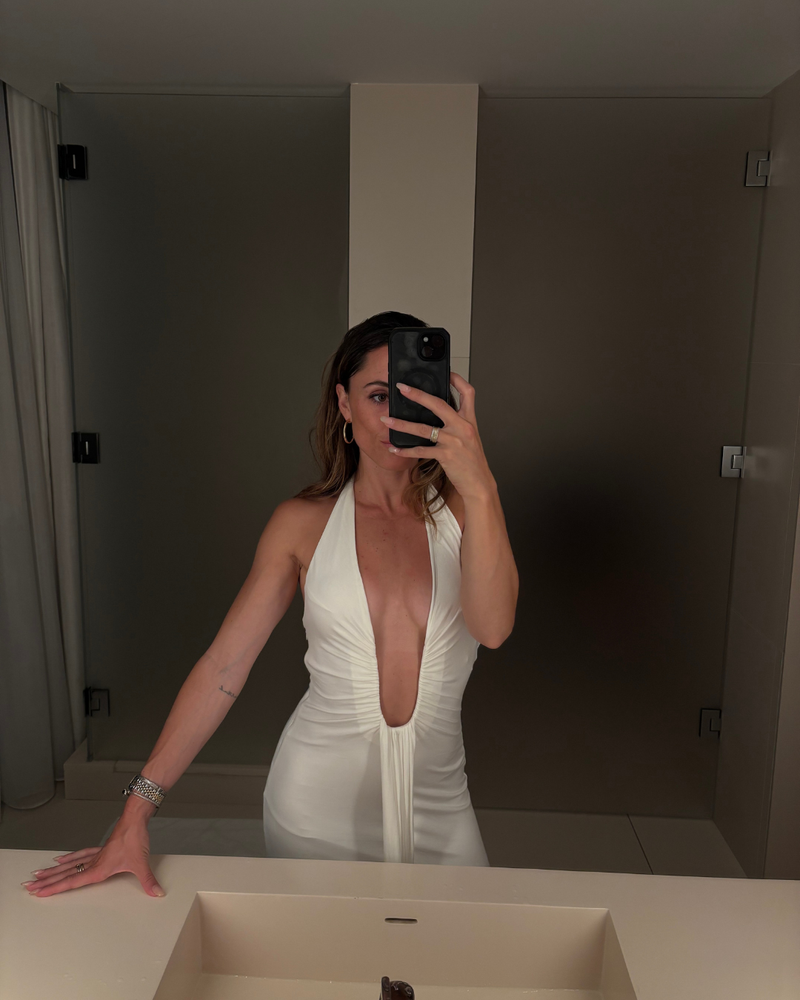 Alondra Plunge White Maxi Dress