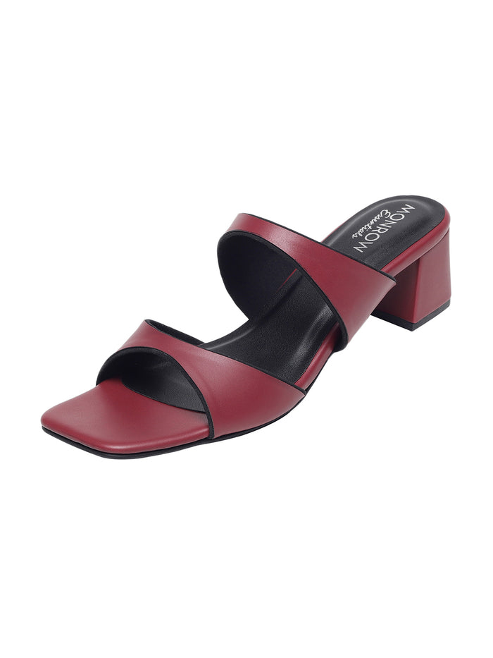 Alvina Maroon Block Heels