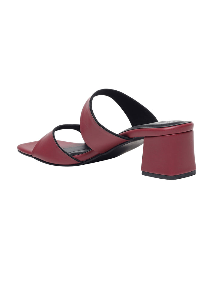 Alvina Maroon Block Heels