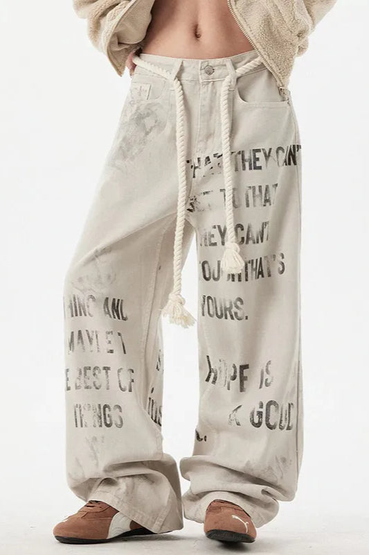 Apricot Graffiti Straight Denim Jeans Apricot / S