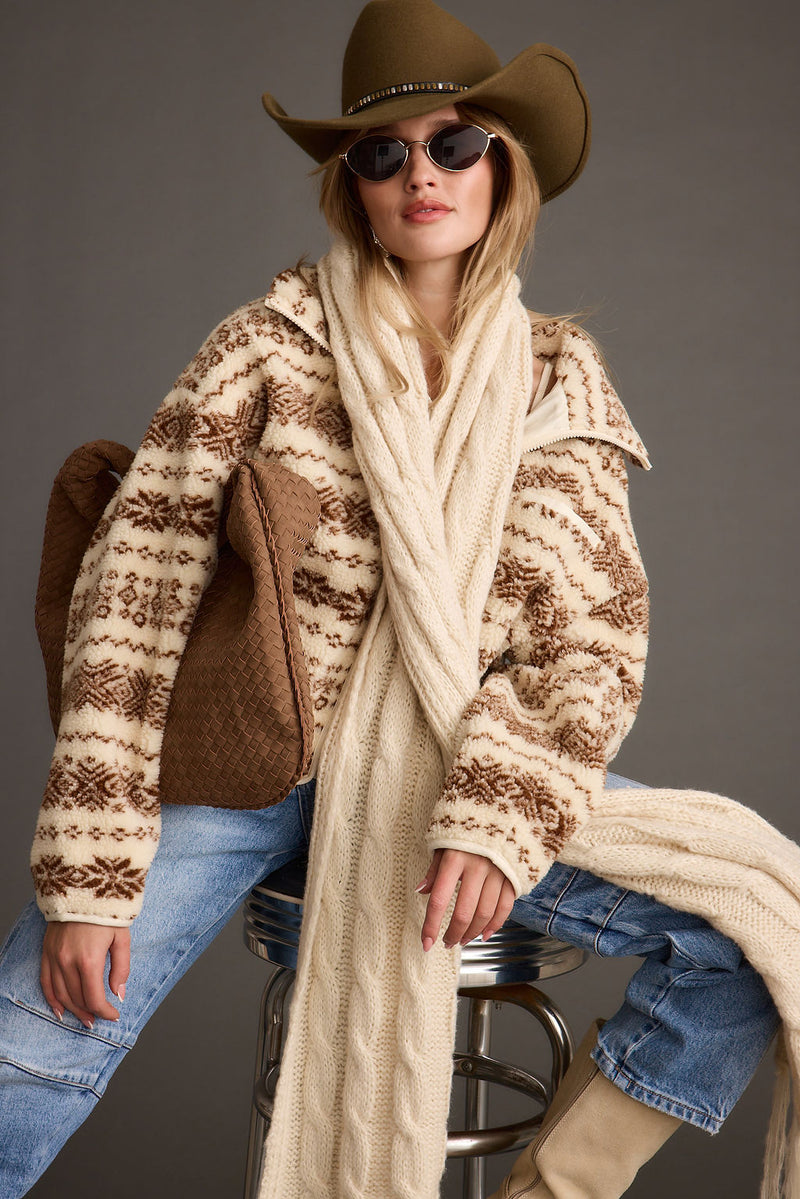 Arizona Cream Printed Sherpa Jacket