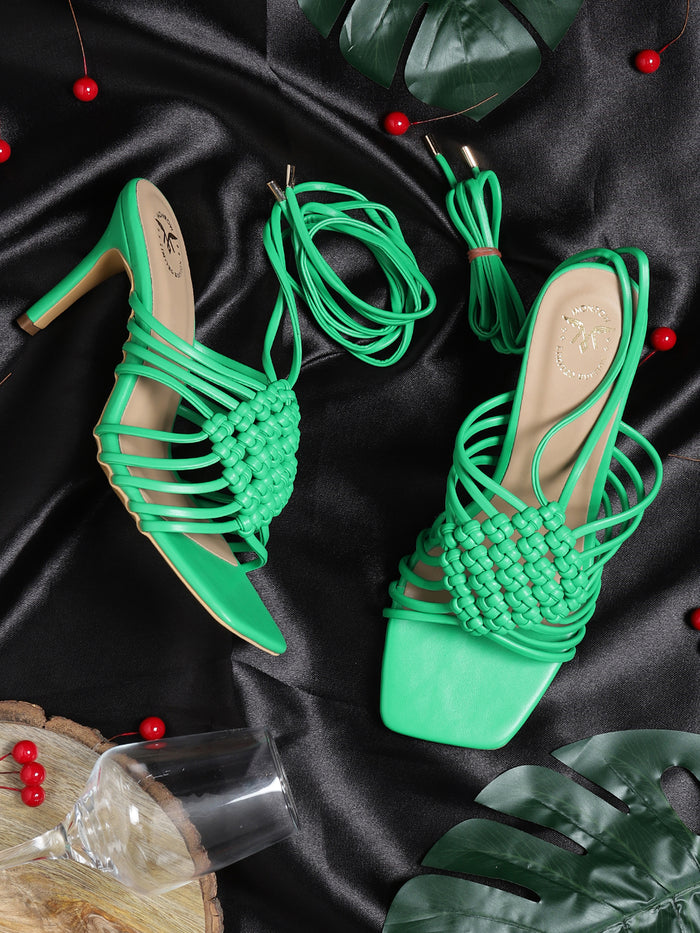 Arya Green Kitten Heels