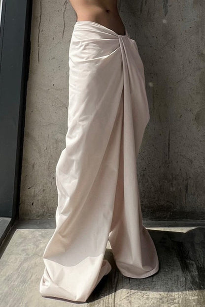 Asymmetrical Twist Solid Wide Leg Pants