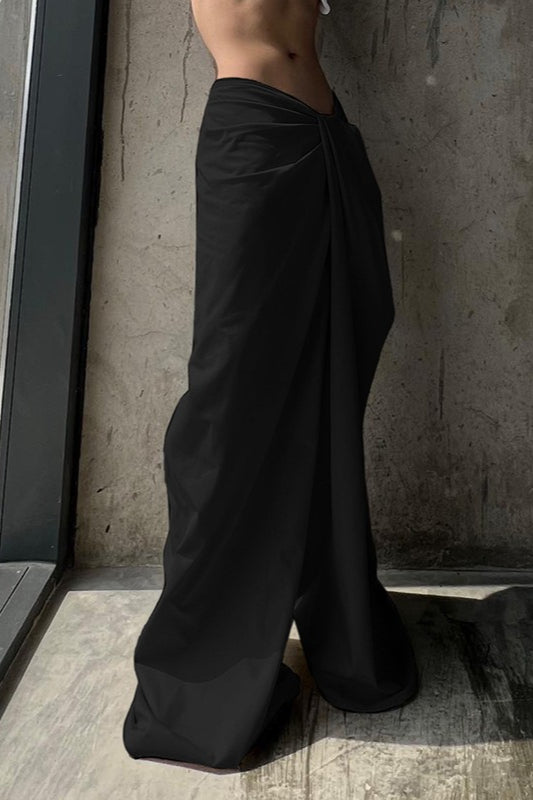 Asymmetrical Twist Solid Wide Leg Pants