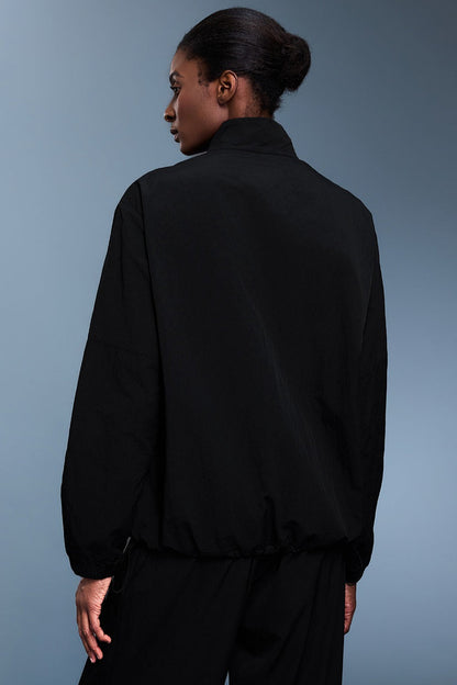 Athletic Half-Zip Solid Loose Sweatshirt