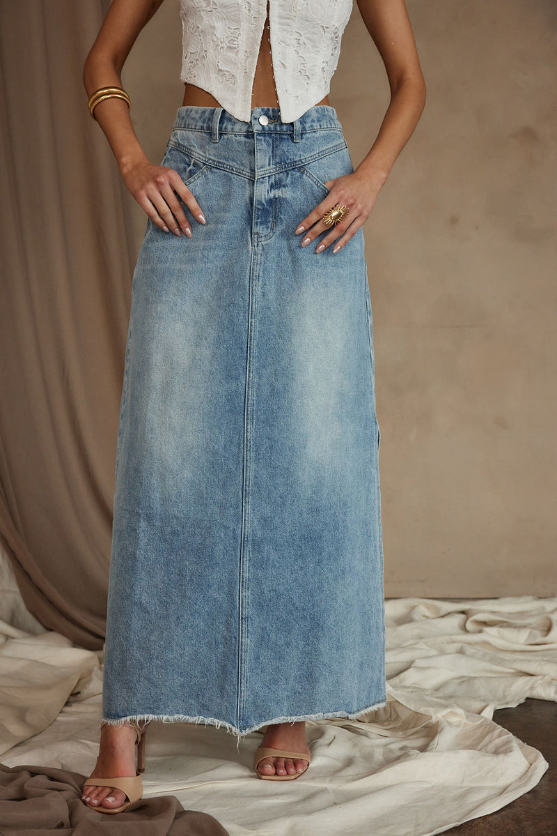 Austin Denim Maxi Skirt