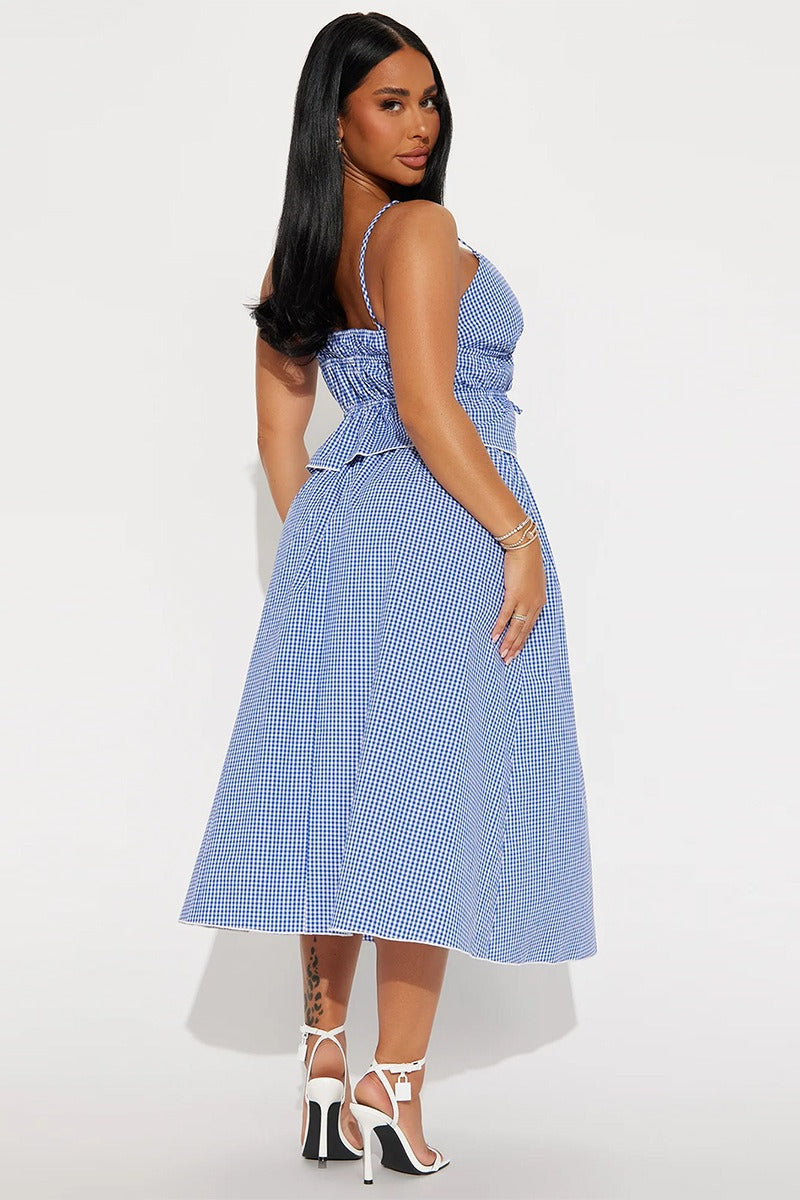 Backless Crop Top Lace - up Bandage Skirt Set