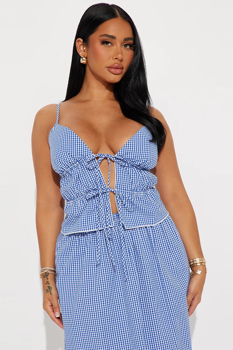 Backless Crop Top Lace - up Bandage Skirt Set