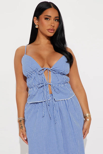 Backless Crop Top Lace - up Bandage Skirt Set