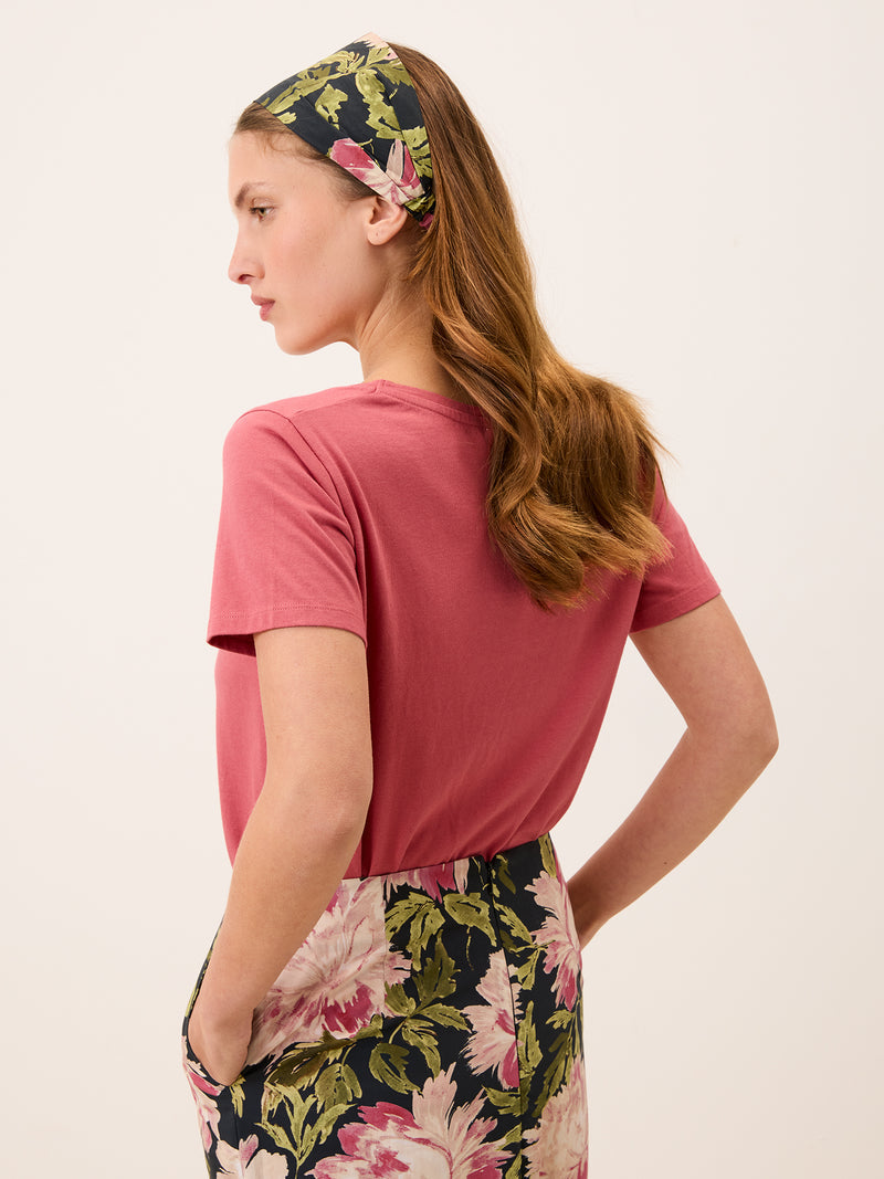 MARCO navy floral headband, side view by Rouje