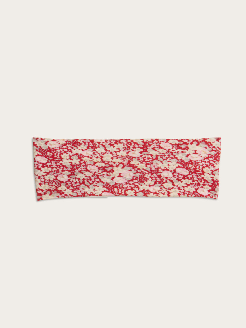 MARCO red floral jersey headband, detail view by Rouje