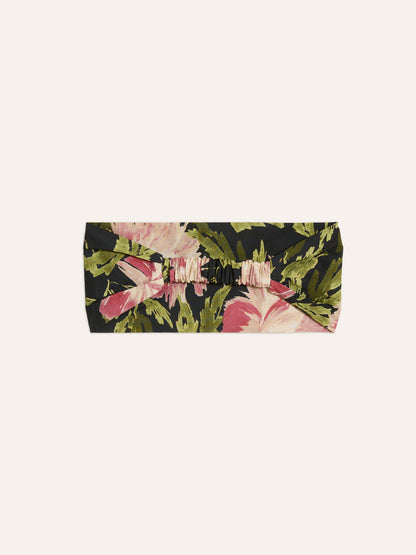 MARCO navy floral wide cotton headband, flat packshot by Rouje