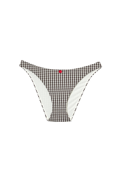 INDY black gingham high-leg bikini bottoms, flat packshot by Rouje x Etam