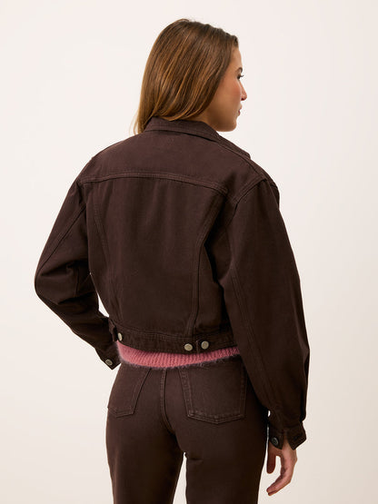 SAMIR chocolate cotton jacket, back view by Rouje