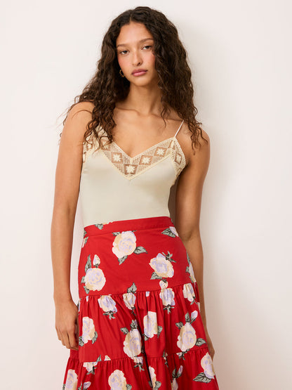 ENEA cream lace bodysuit worn on a model by Rouje