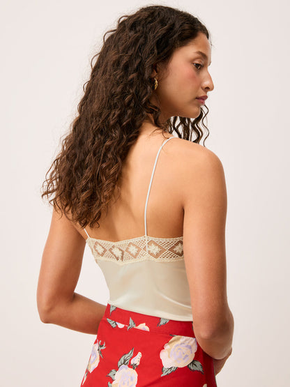 ENEA cream lace bodysuit, detail of V-neck by Rouje