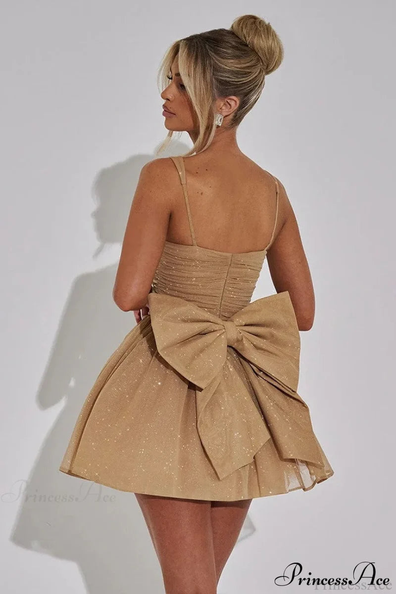 Bodycon Sequined Strapless Bow Party Dress