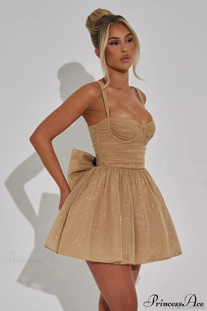Bodycon Sequined Strapless Bow Party Dress