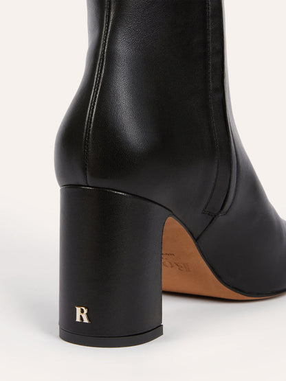 CLAUDIA black leather ankle boots, flat packshot by Rouje