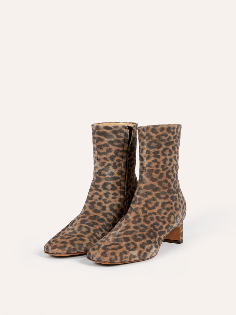 DORIA leopard leather ankle boots, flat packshot by Rouje