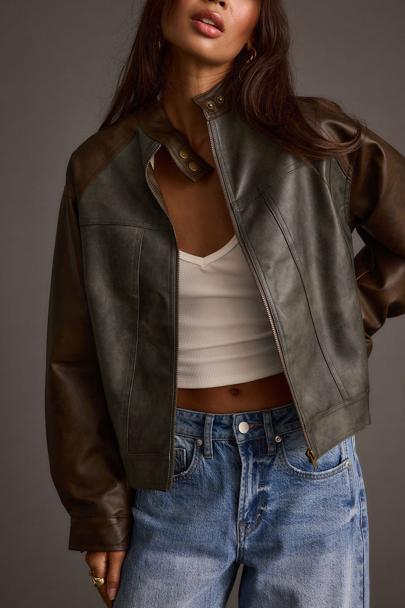 Moto jacket with refined detailing and a flattering silhouette.