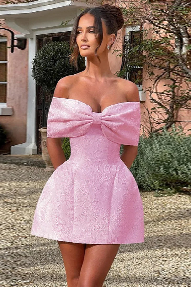 Bowknot Off-Shoulder Backless Mini Party Dress