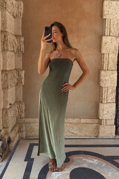 Brianna Sage Ombre Strapless Maxi Dress