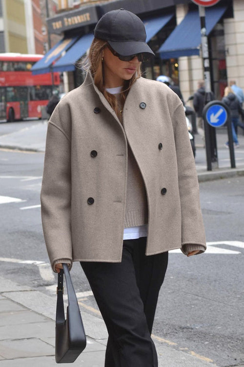 Brown Woolen Double Breasted Jacket
