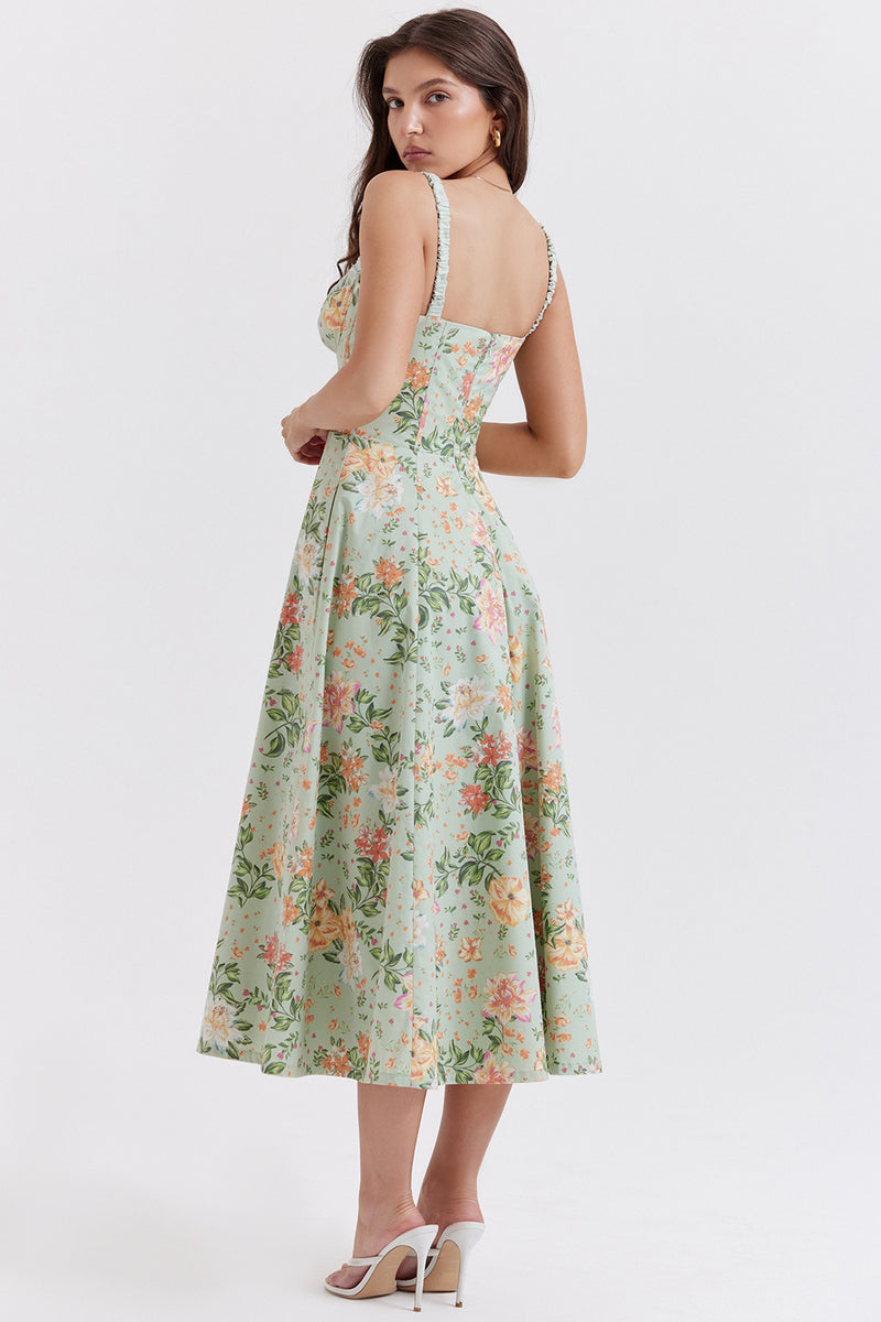 Cami Slit Waist Slim Floral Dress