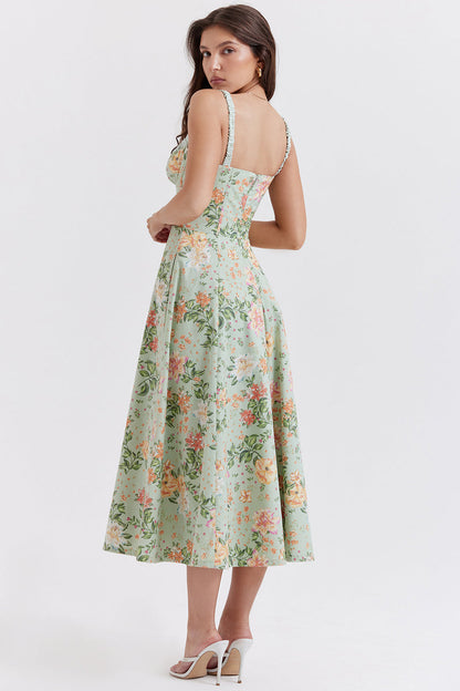 Cami Slit Waist Slim Floral Dress