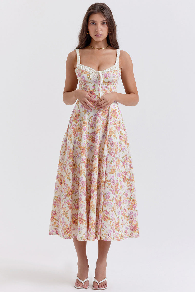 Cami Slit Waist Slim Floral Dress