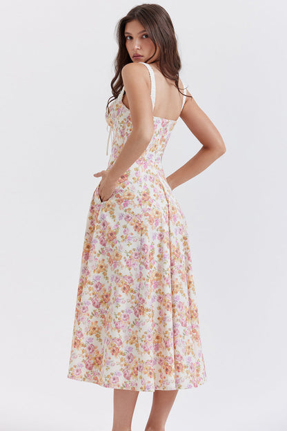 Cami Slit Waist Slim Floral Dress