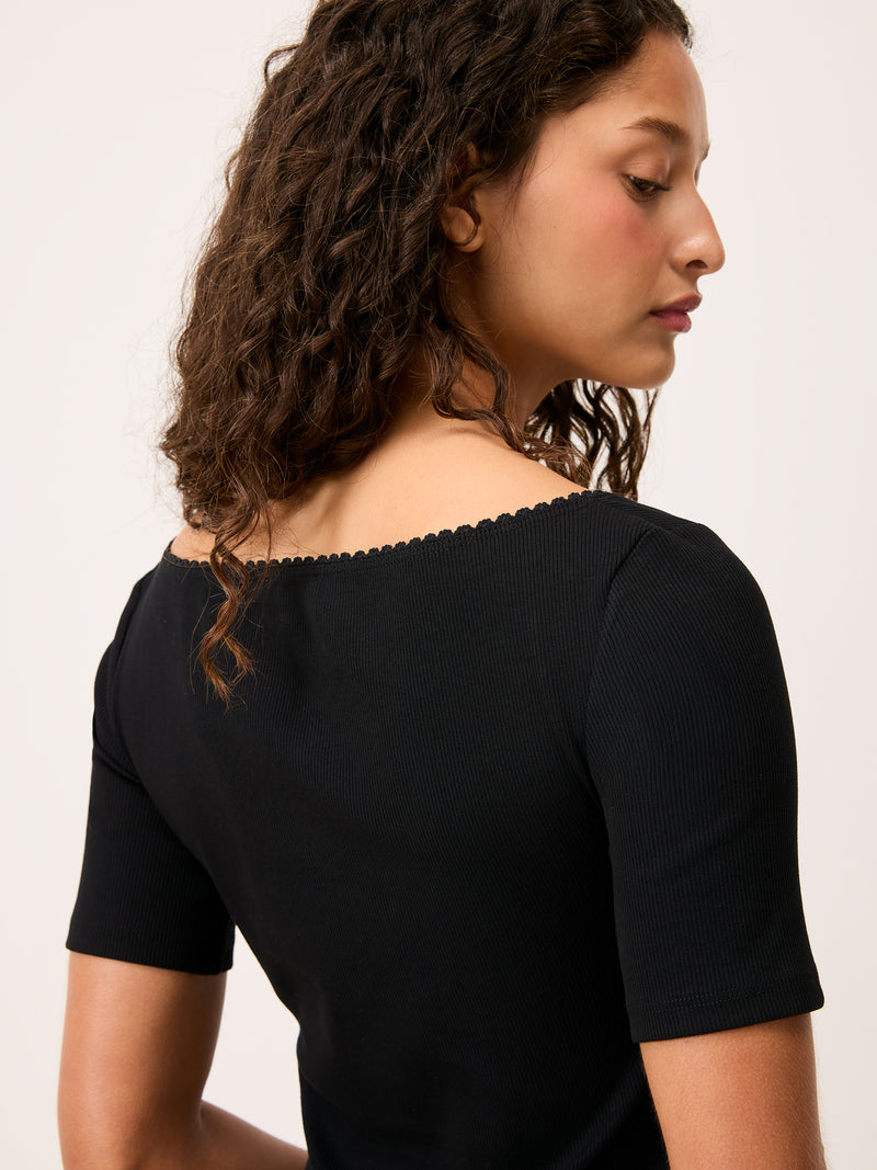 BEATI black cotton cardigan, back view by Rouje