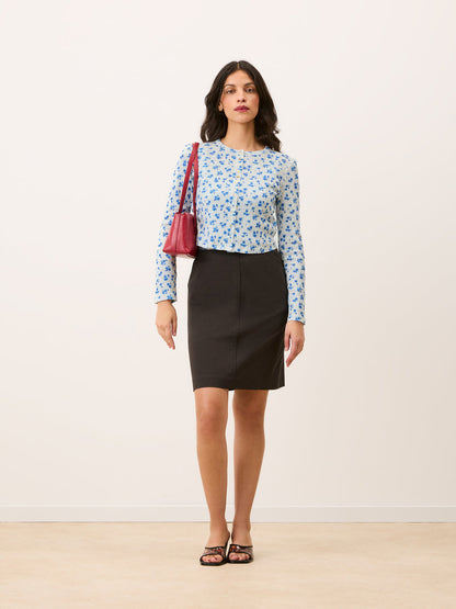 ISHA blue Cite Rose floral pointelle cardigan, flat packshot by Rouje