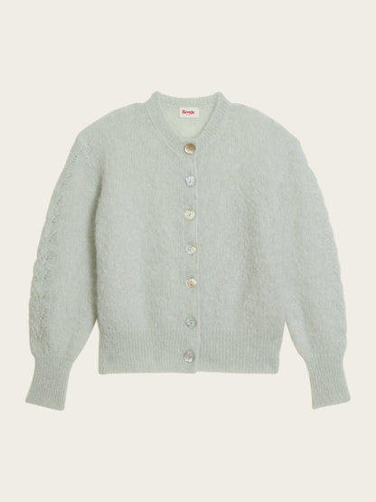 Maina cardigan in mint color, flat packshot