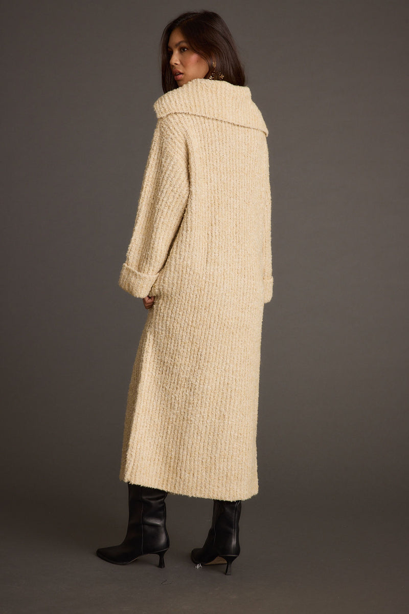 Cassia Cream Knit Long Cardigan Coat