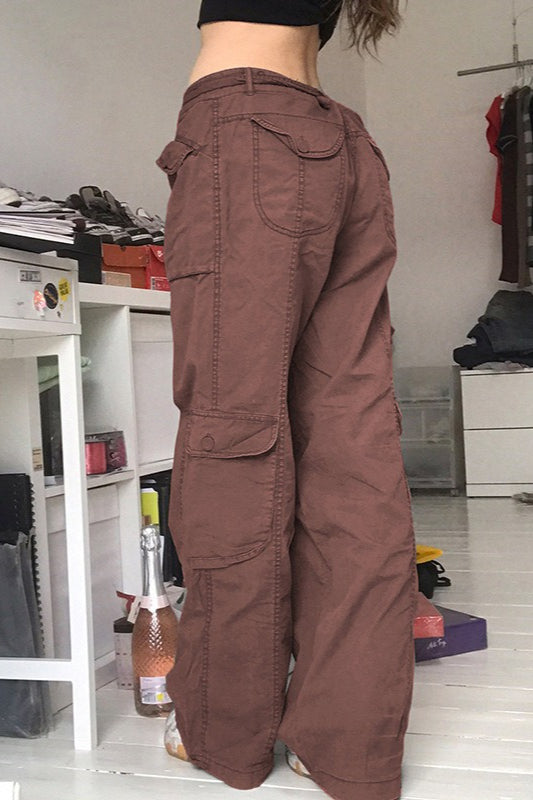 Casual Vintage Cargo Loose Straight Jeans