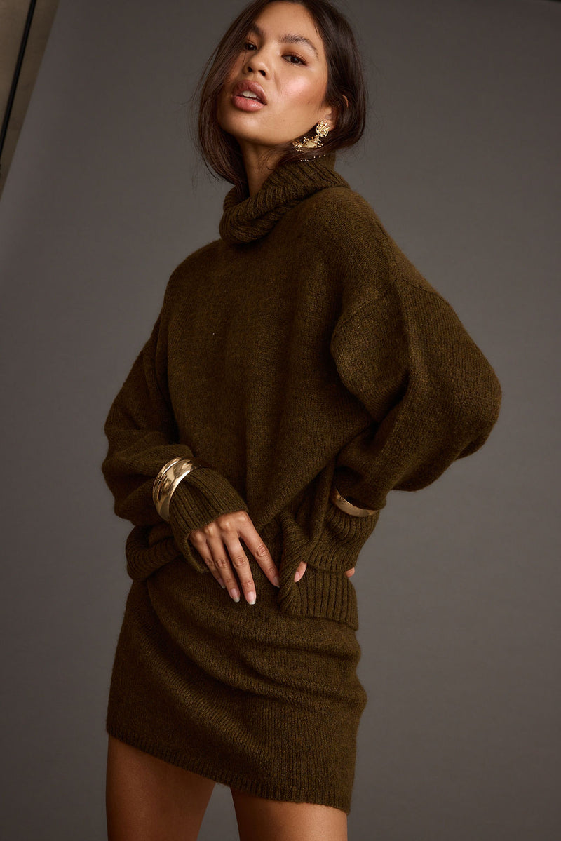 Detail shot of the Cedar Sweater Mini Skirt highlighting the design elements.