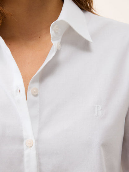 HARPER oxford white oversized shirt, front view by Rouje