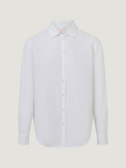 HARPER oxford white oversized shirt, flat packshot by Rouje